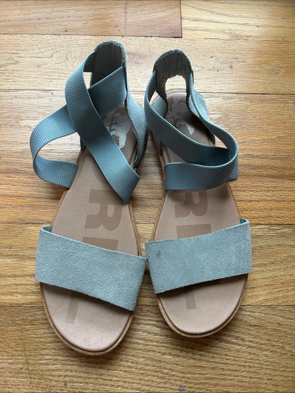 SOREL brand Women’s Strappy Suede Sandals in light blue
